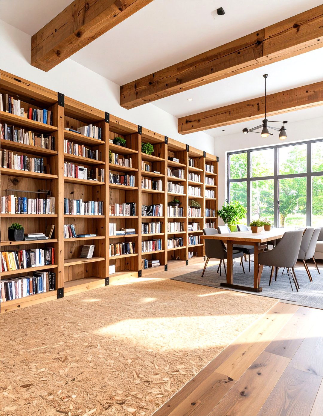 Sustainable Reclaimed Wood Library Design - 20 Home Library Ideas
