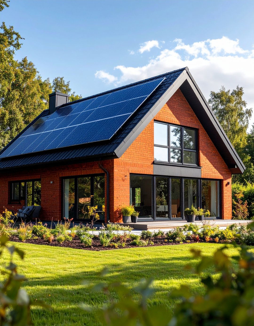 Sustainable Red Brick House with Black Trim Efficiency - 20 Red Brick House with Black Trim Design Ideas