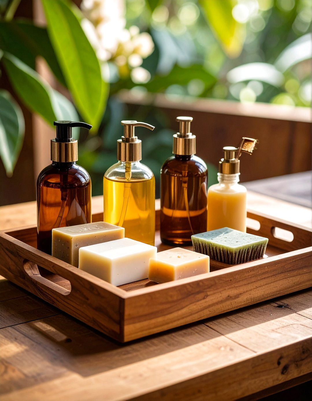 Sustainable Teak Bathroom Tray - 20 Bathroom Tray Ideas