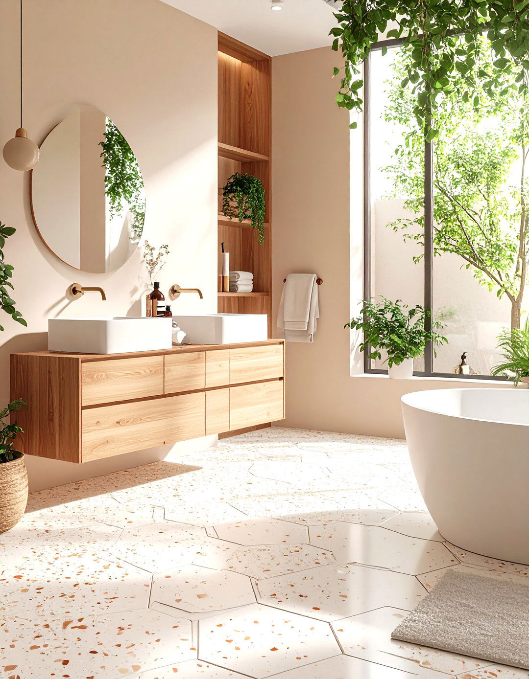Sustainable Terrazzo Hexagon Tiles - 20 Hexagon Tiles Ideas for Bathrooms