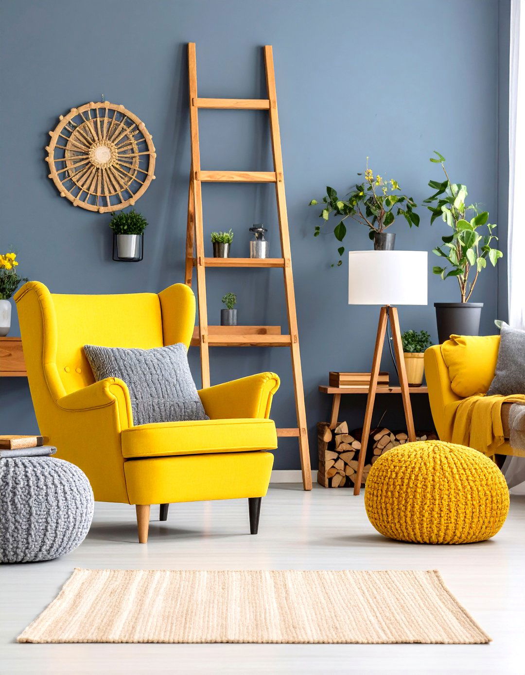 Sustainable Upcycling Adds Character to a Grey and Yellow Living Room - 20 Grey and Yellow Living Room Ideas
