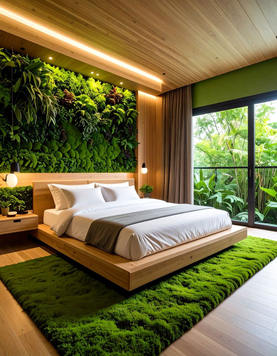 Sustainable Vertical Garden Bedrooms with Living Walls - 20 2100s Room Ideas