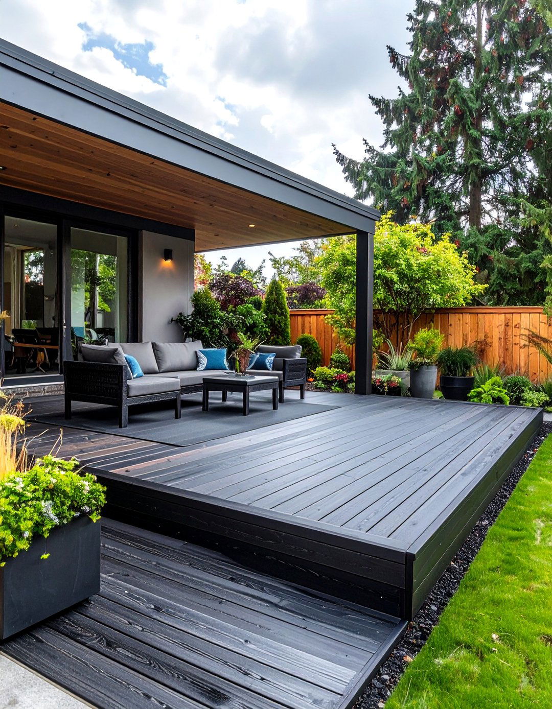 Sustainable Yakisugi Charred Wood Deck - 20 Black Deck Ideas