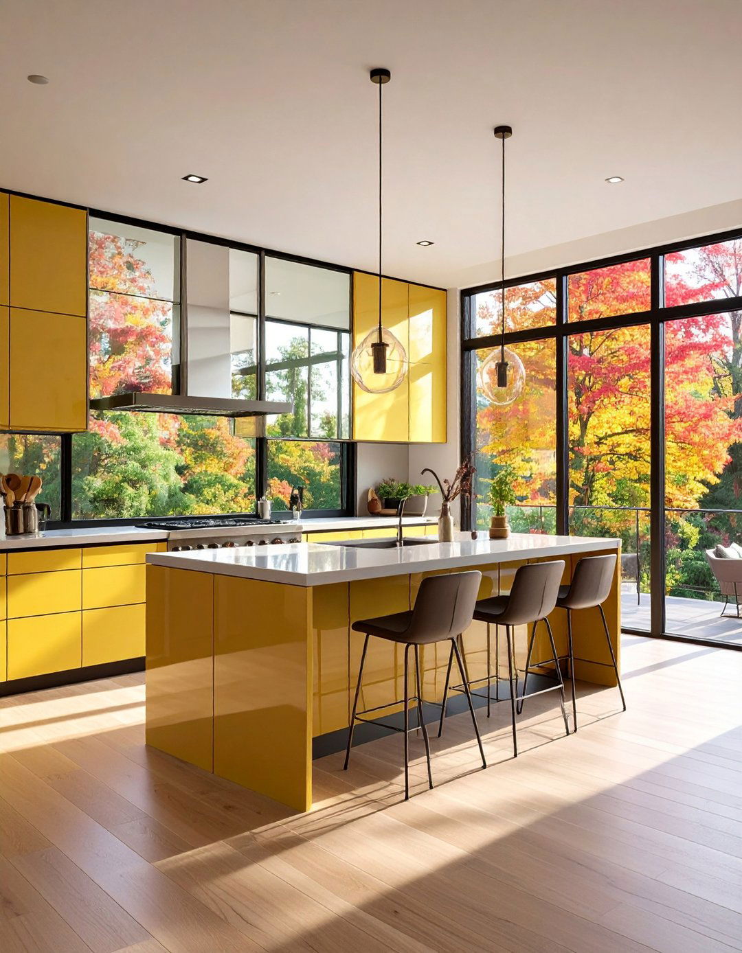 Swap Solid Doors for Glass and Gloss - 20 Galley Kitchen Ideas