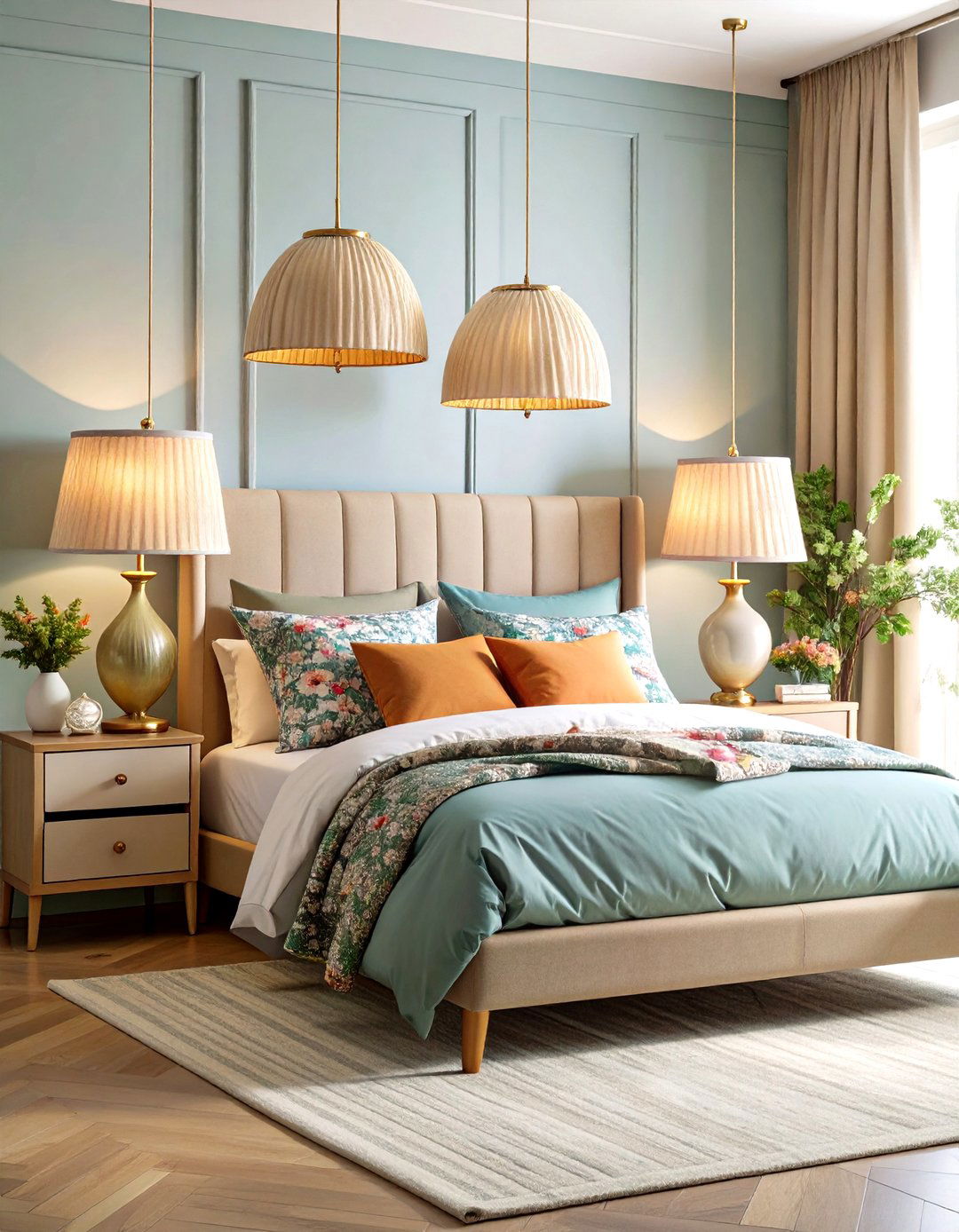 Swap in Pleated Lampshades - 20 Grandmillennial Style Bedroom Ideas