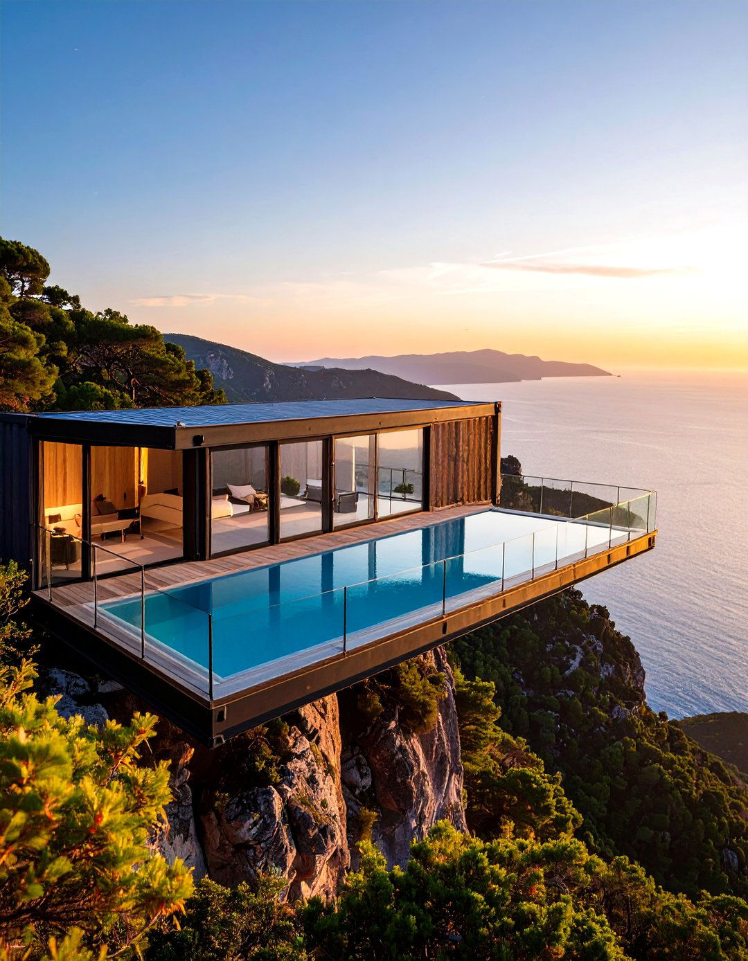 Swimming Pool on the Edge - 20 Semi Inground Pool Ideas