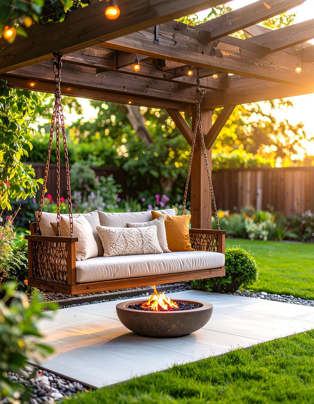 Swinging Fire Pit Bench Seating - 20 Fire Pit Chair Ideas