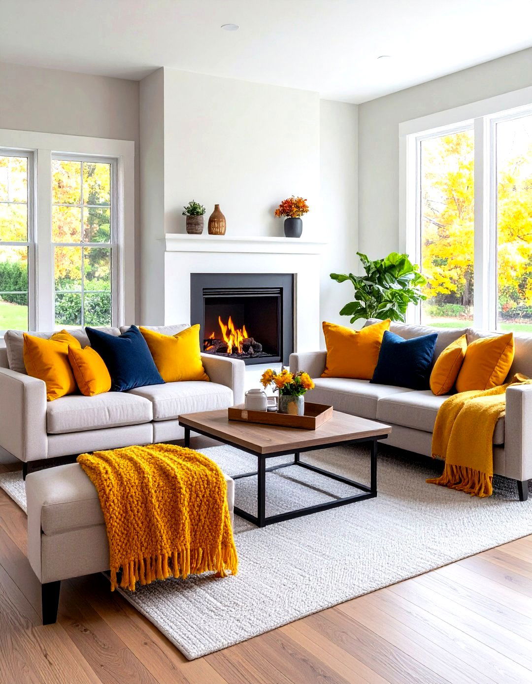 Symmetrical Sofa Pair Fireplace Seating - 20 Fireplace Seating Ideas