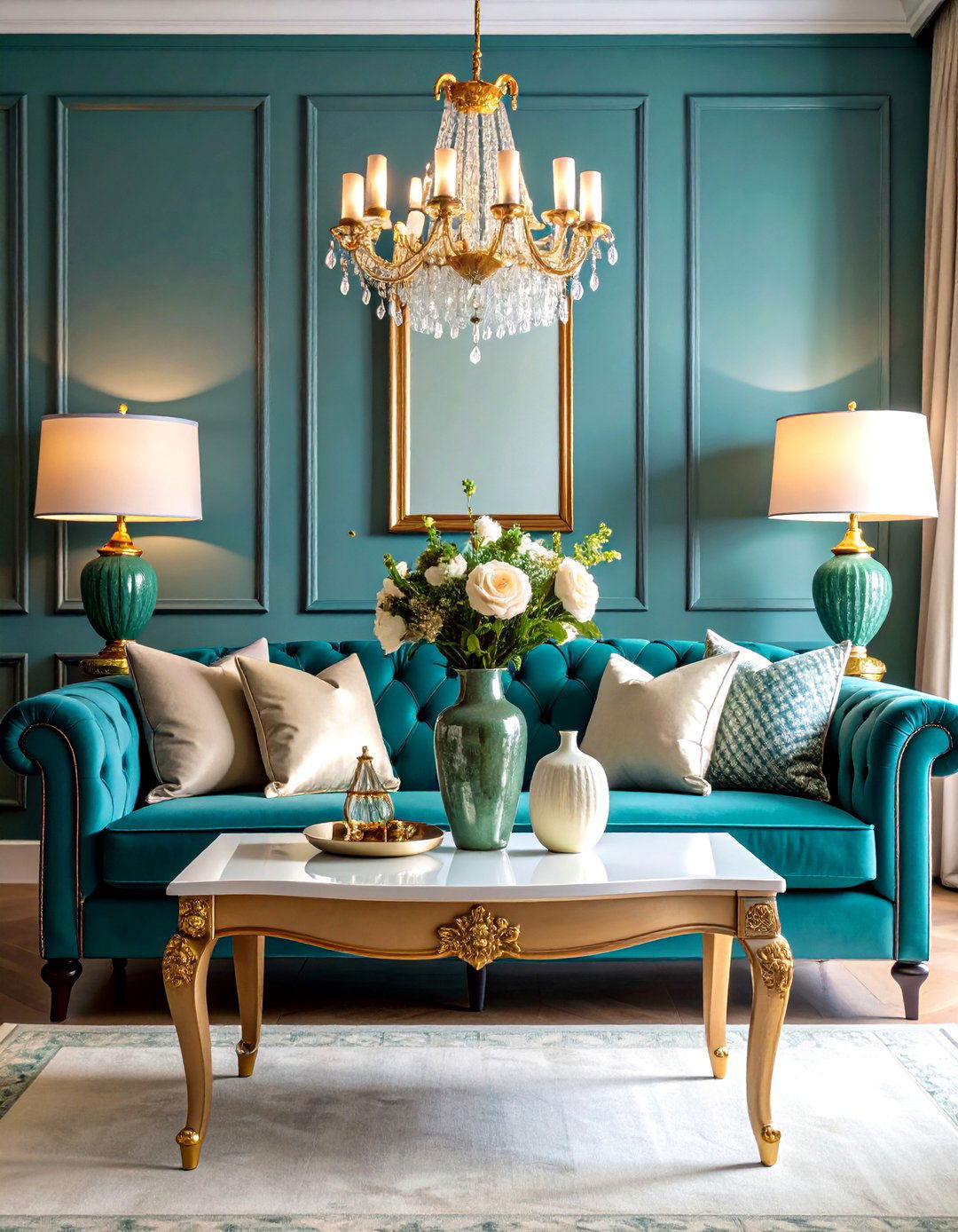Symmetrical Traditional Sofa Table Arrangement - 20 Sofa Table Decor Ideas