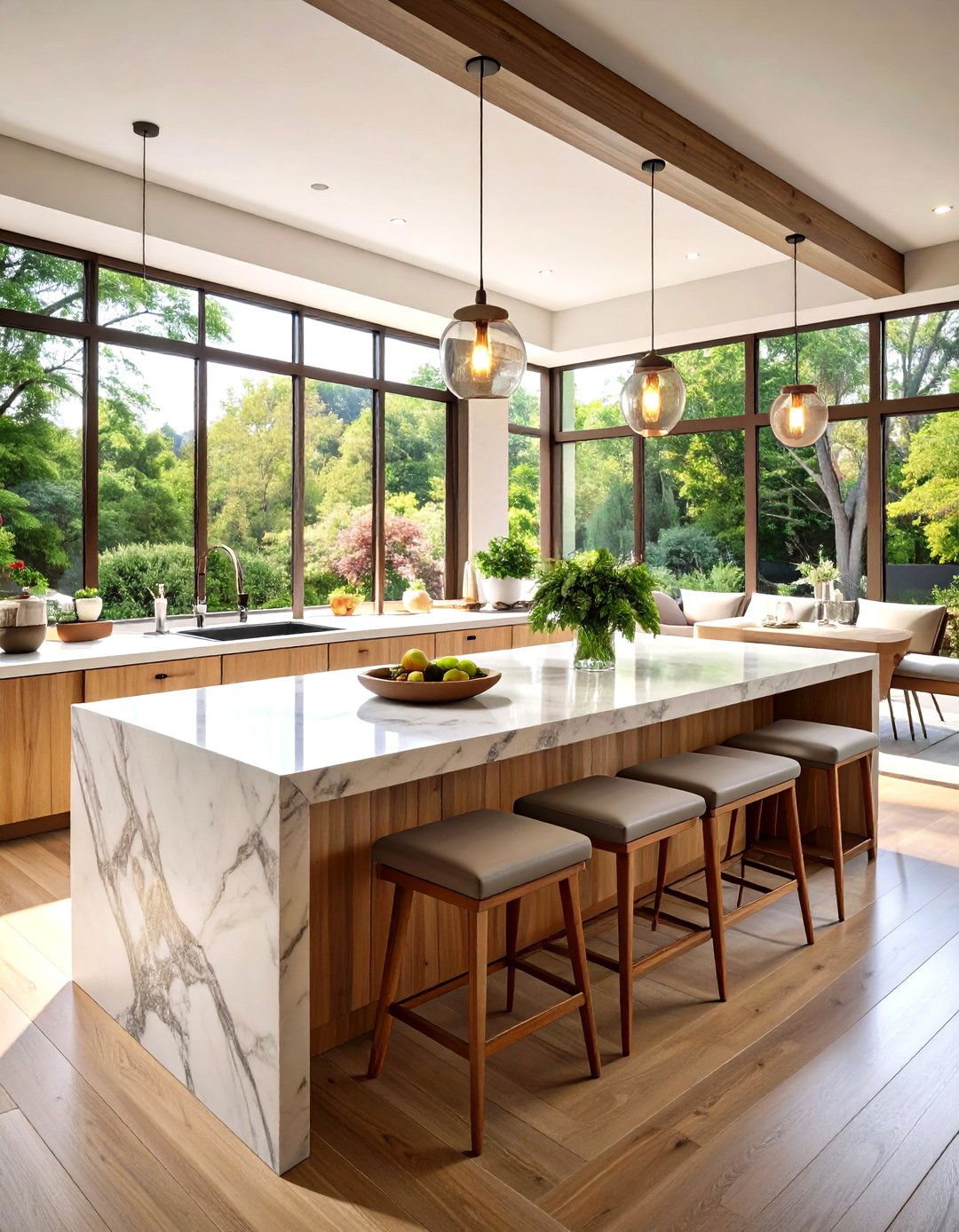 T Shaped Dining Marble Kitchen Island - 20 Marble Kitchen Island Ideas