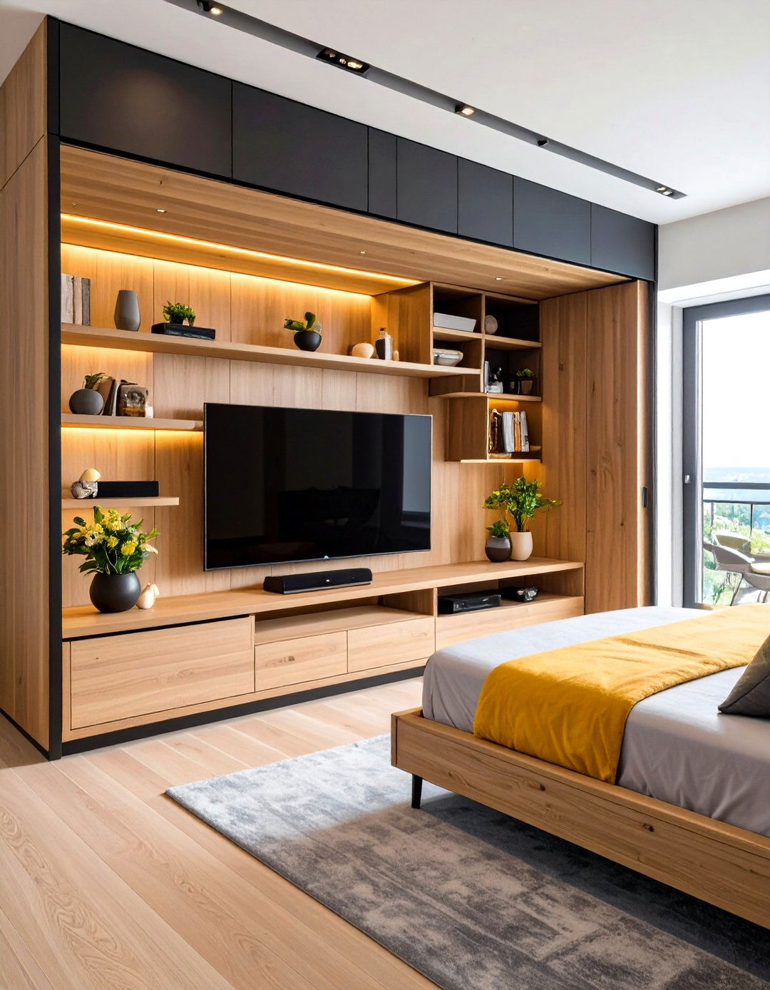 TV Integrated into a Murphy Bed Unit - 20 Small Living Room Ideas With Tv