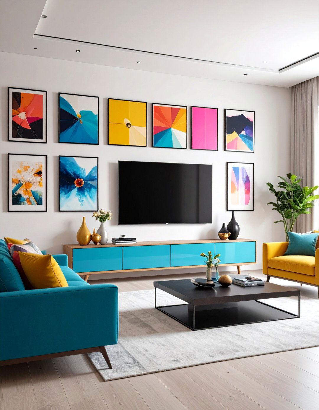TV as Part of a Gallery Wall - 20 Small Living Room Ideas With Tv