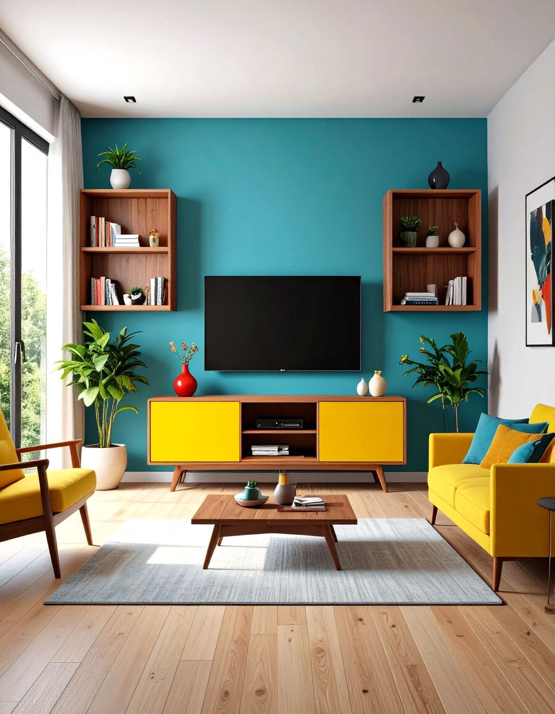TV on a Rolling Cart - 20 Small Living Room Ideas With Tv