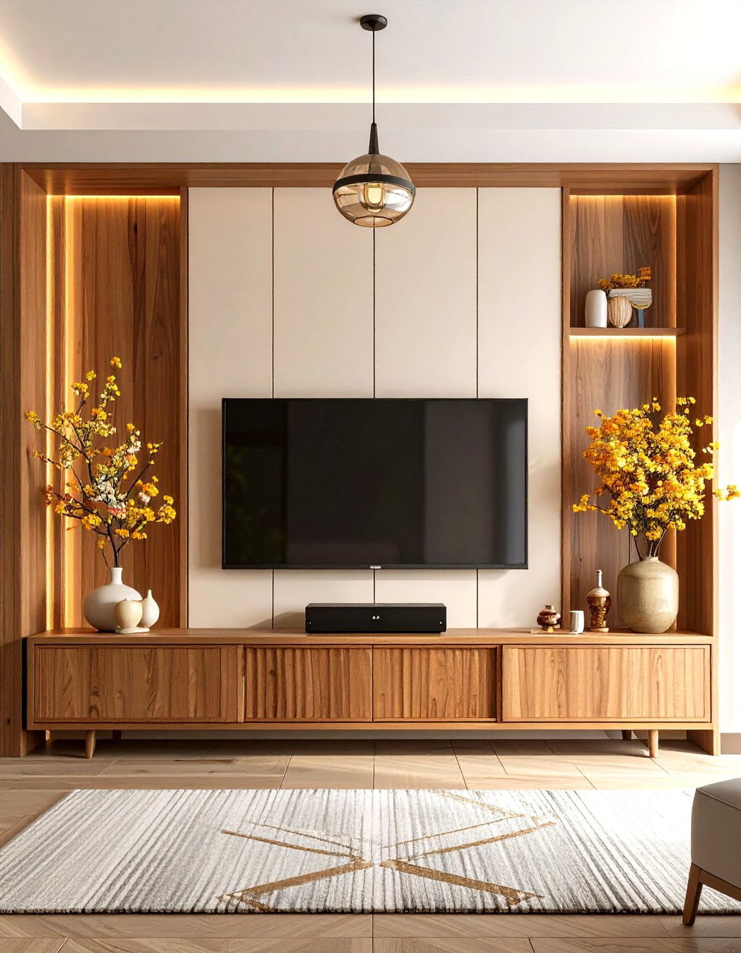TV with Decorative Panels - 20 Small Living Room Ideas With Tv