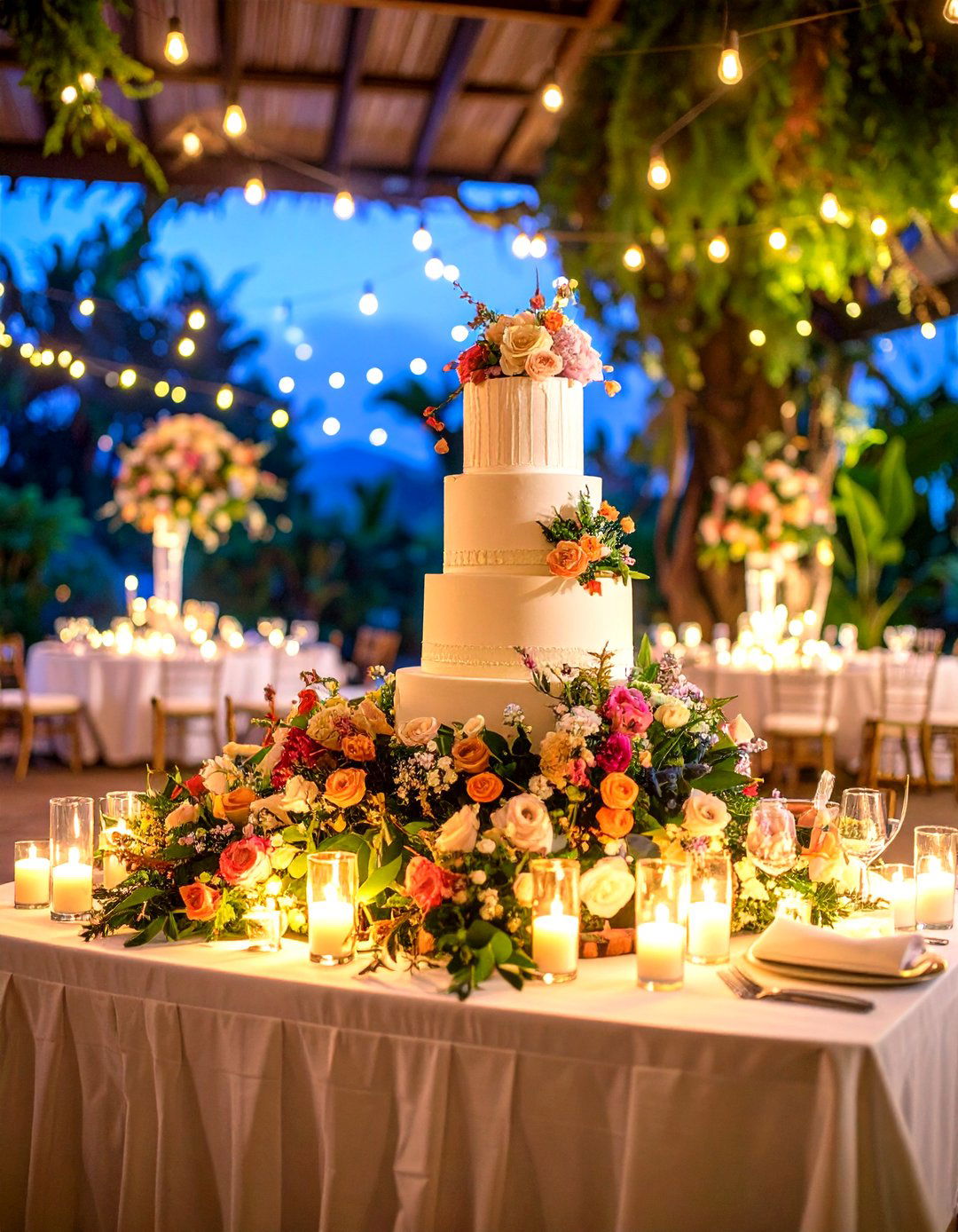 Table Runner Wedding Cake with Elongated Design - 20 Wedding Cake Ideas
