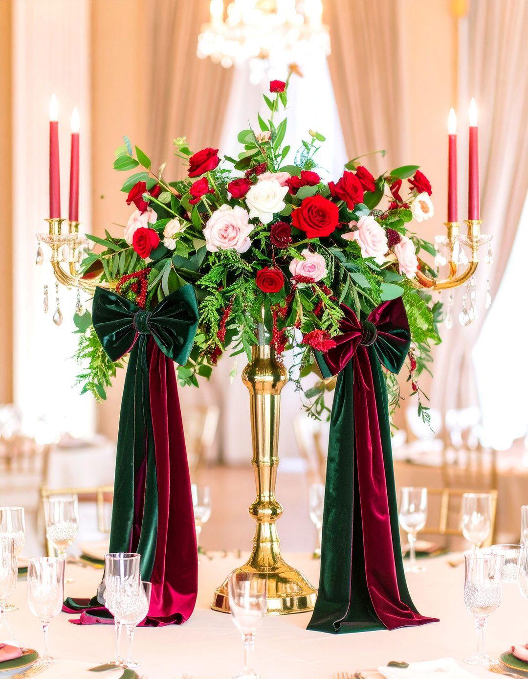 Taffeta Bow Wedding Centerpiece with s Glamour - 20 Wedding Centerpiece Ideas