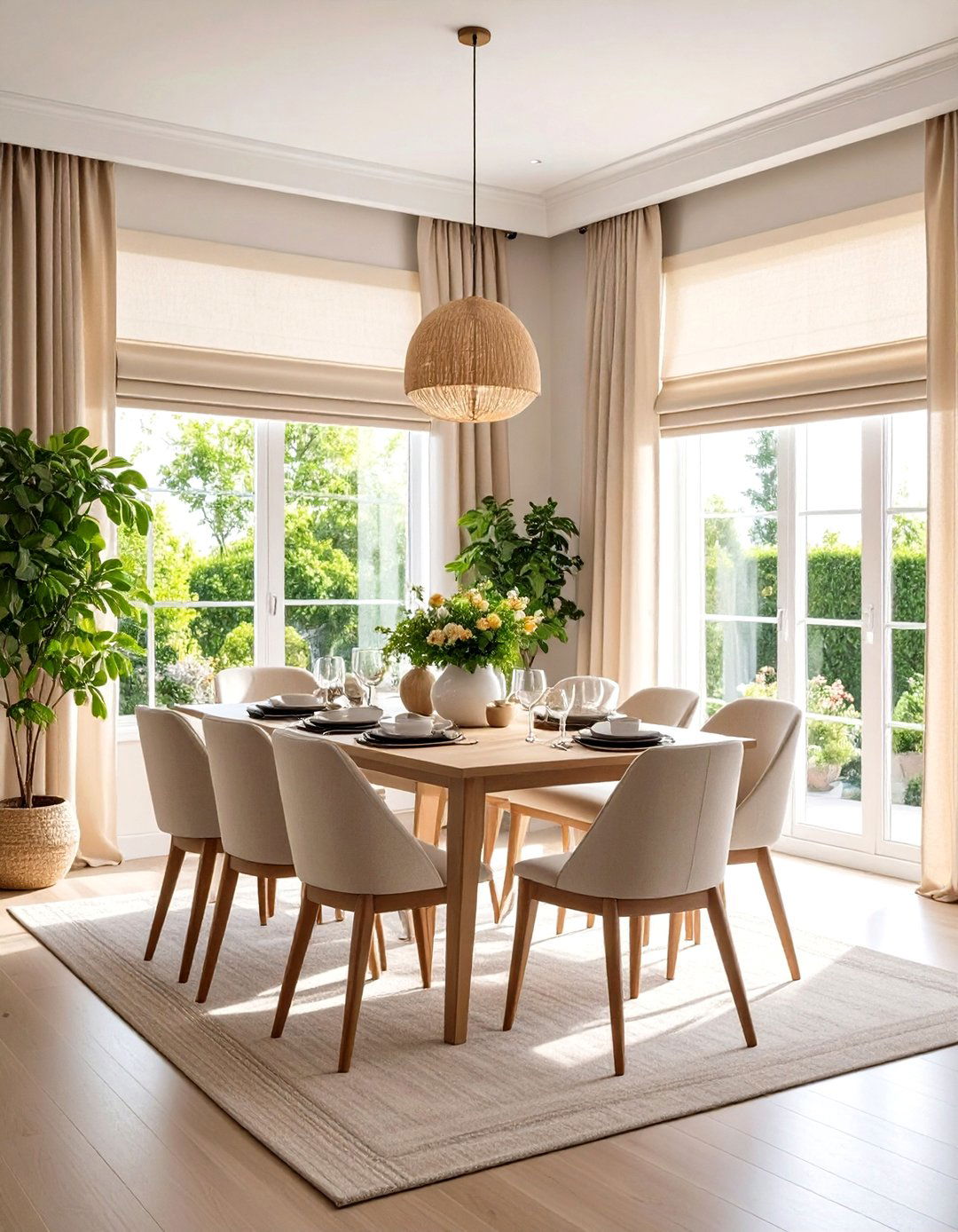 Tailored Window Valances Frame the View - 20 Dining Room Window Treatments