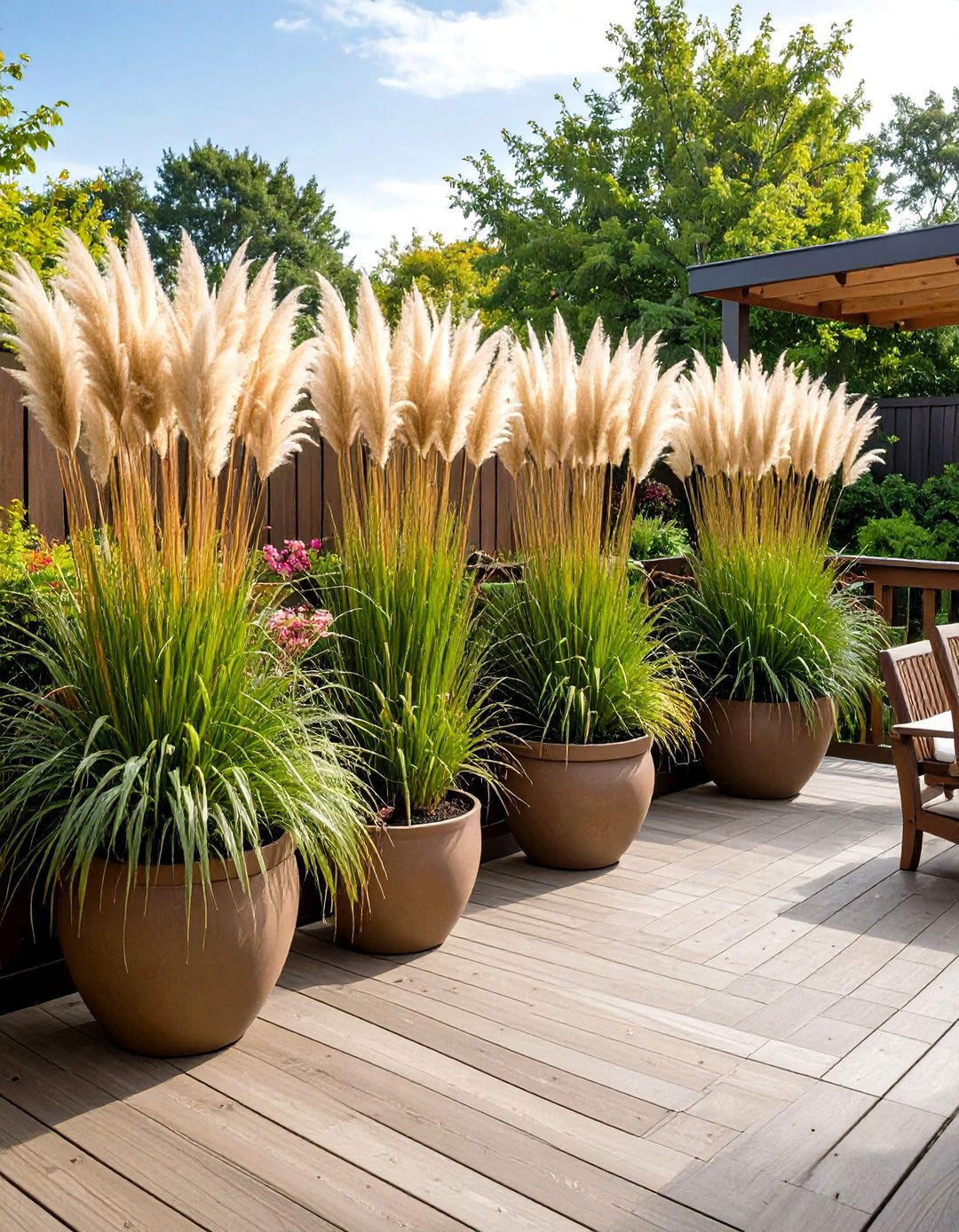 Tall Ornamental Grasses Screening the Deck - 20 Deck Privacy Ideas