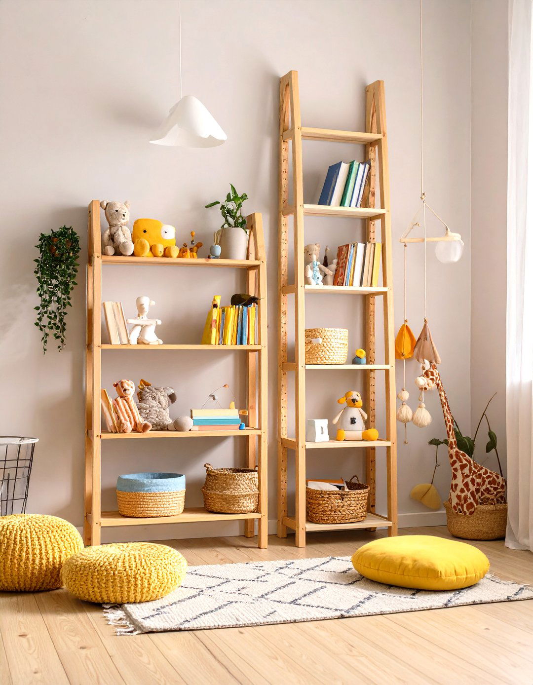 Tall Shelving Echoing a Giraffe Neck - 20 Giraffe Nursery Ideas