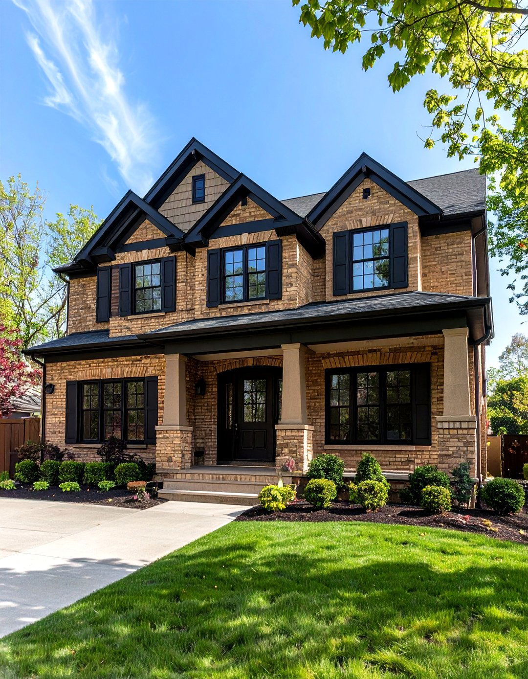 Tan Smooth Panels with Black Corner Trim - 20 Tan House With Black Trim Design Ideas
