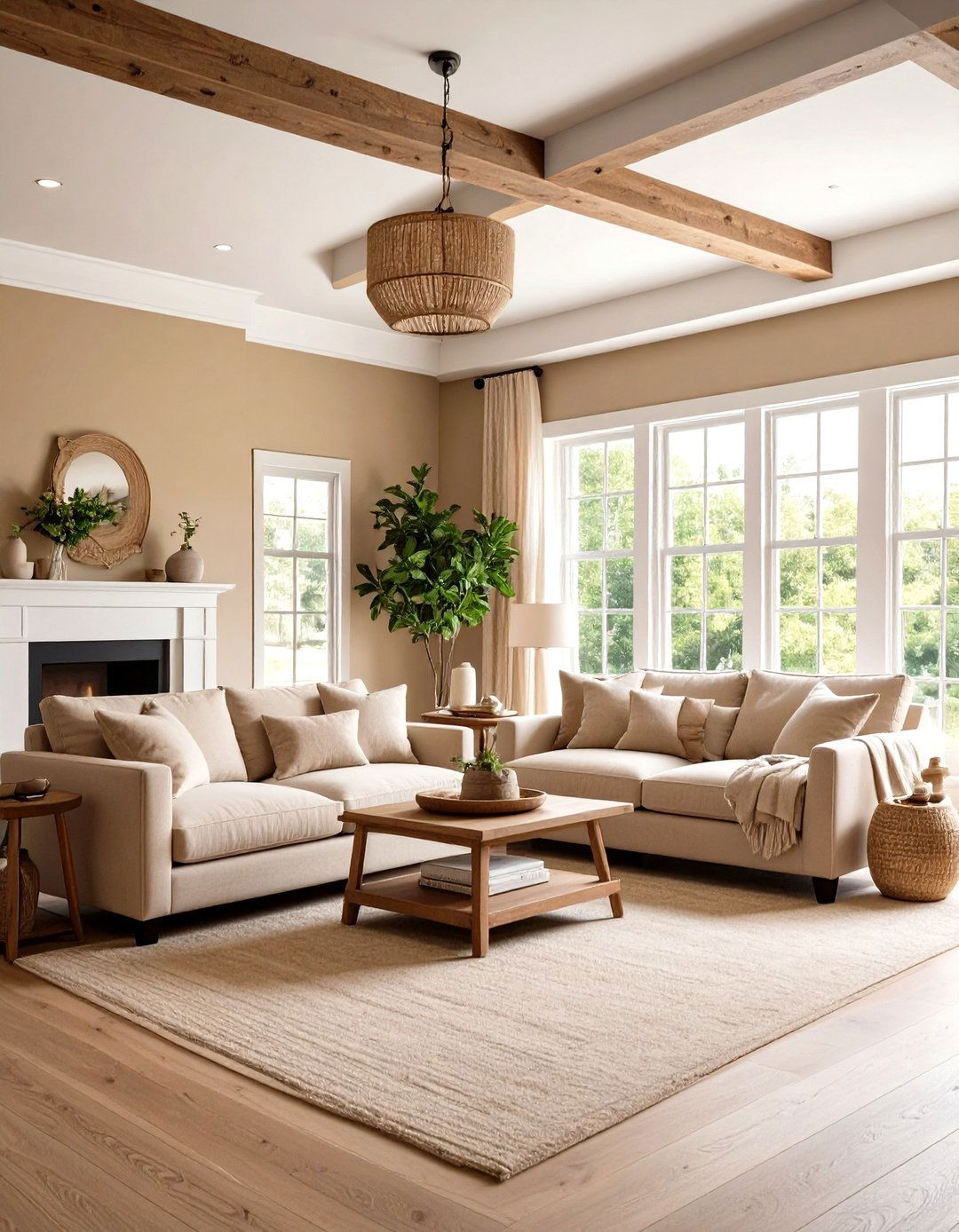 Tan and White Contrast - 20 Tan Living Room Ideas