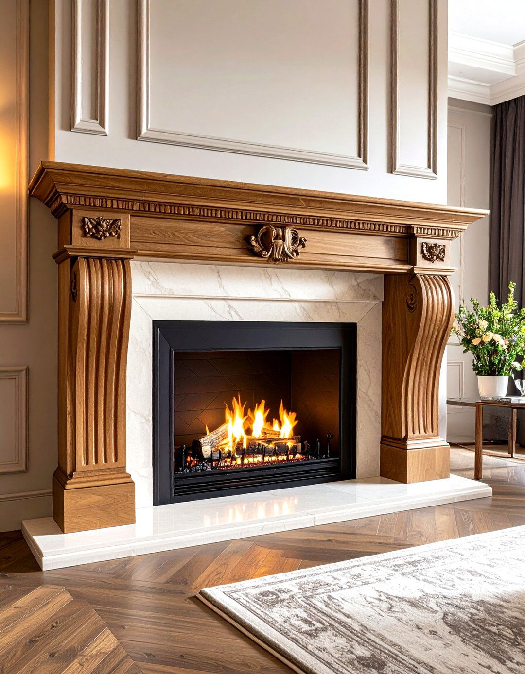 Tapered Pilasters and Ebony Inlay Detail - 20 Craftsman-style Fireplace Ideas