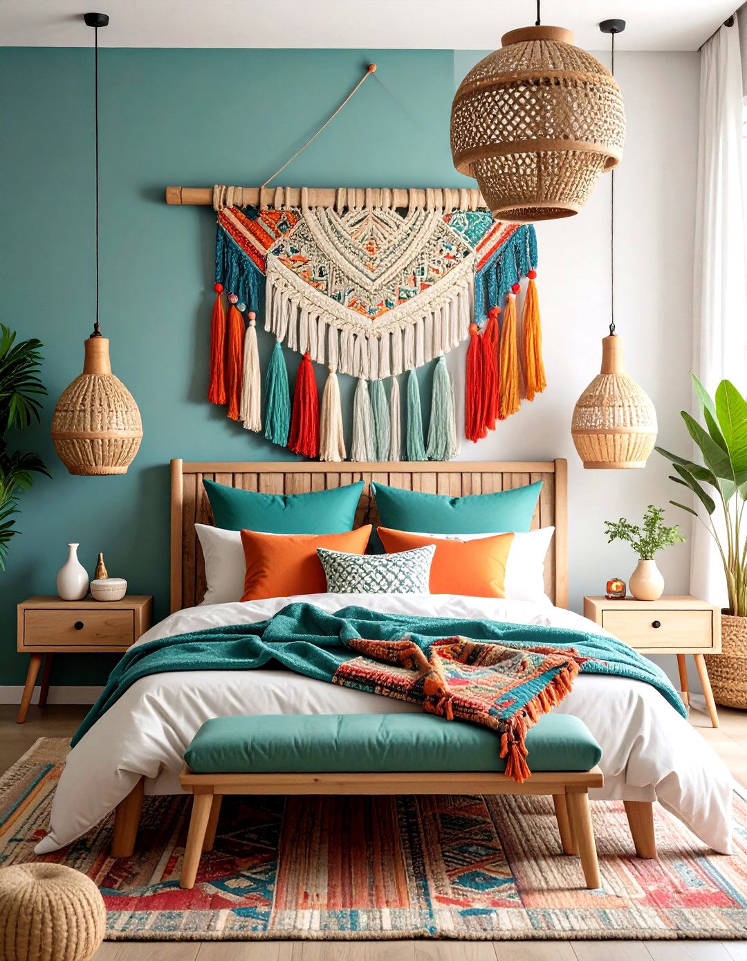 Tapestry Headboard Softens the Bedroom - 20 Hipster Bedroom Ideas