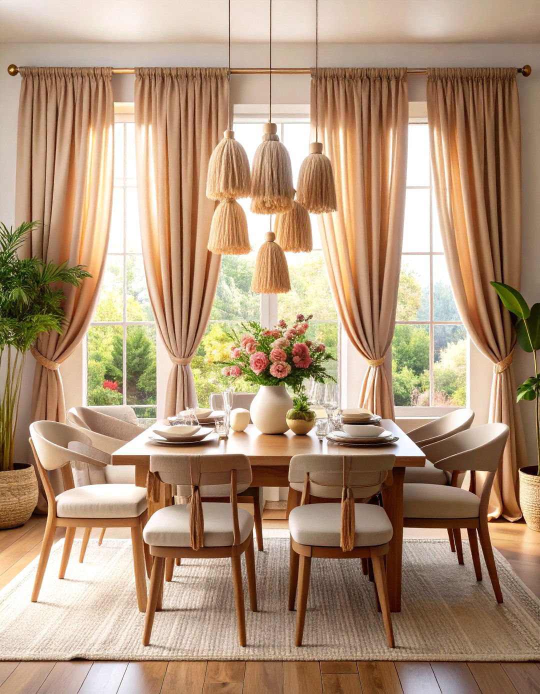 Tassel Trimmed Dining Room Curtains - 20 Dining Room Curtain Ideas