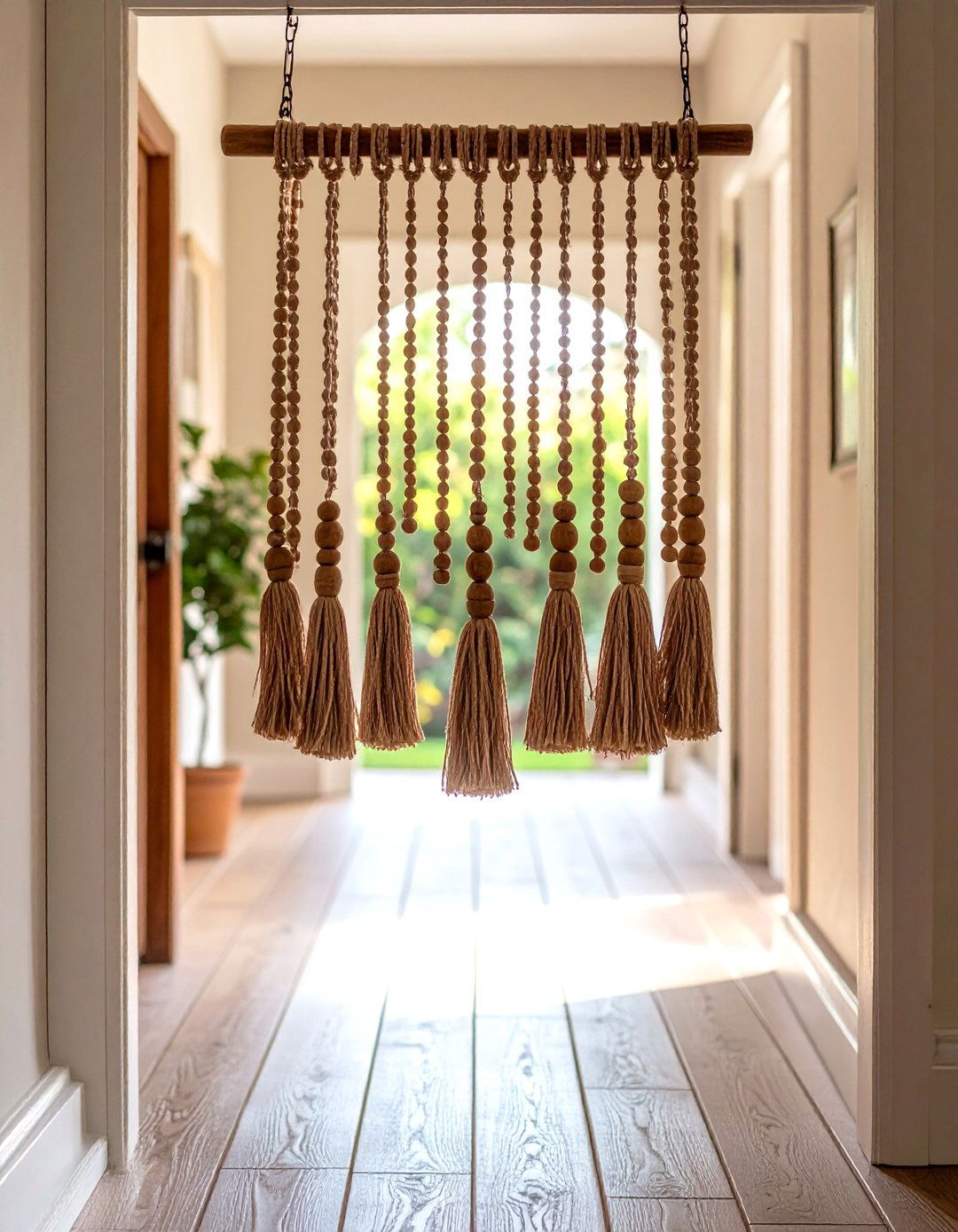 Tasselled Beaded Door Curtains - 20 Boho Hallway Ideas