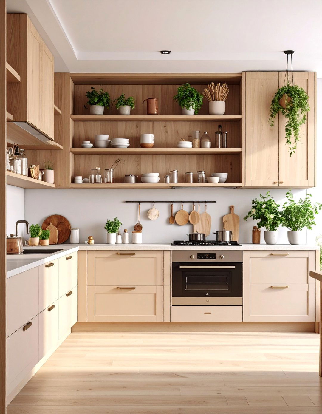 Taupe Cabinets and Pendant Lighting - 20 Taupe Kitchen Cabinet Ideas