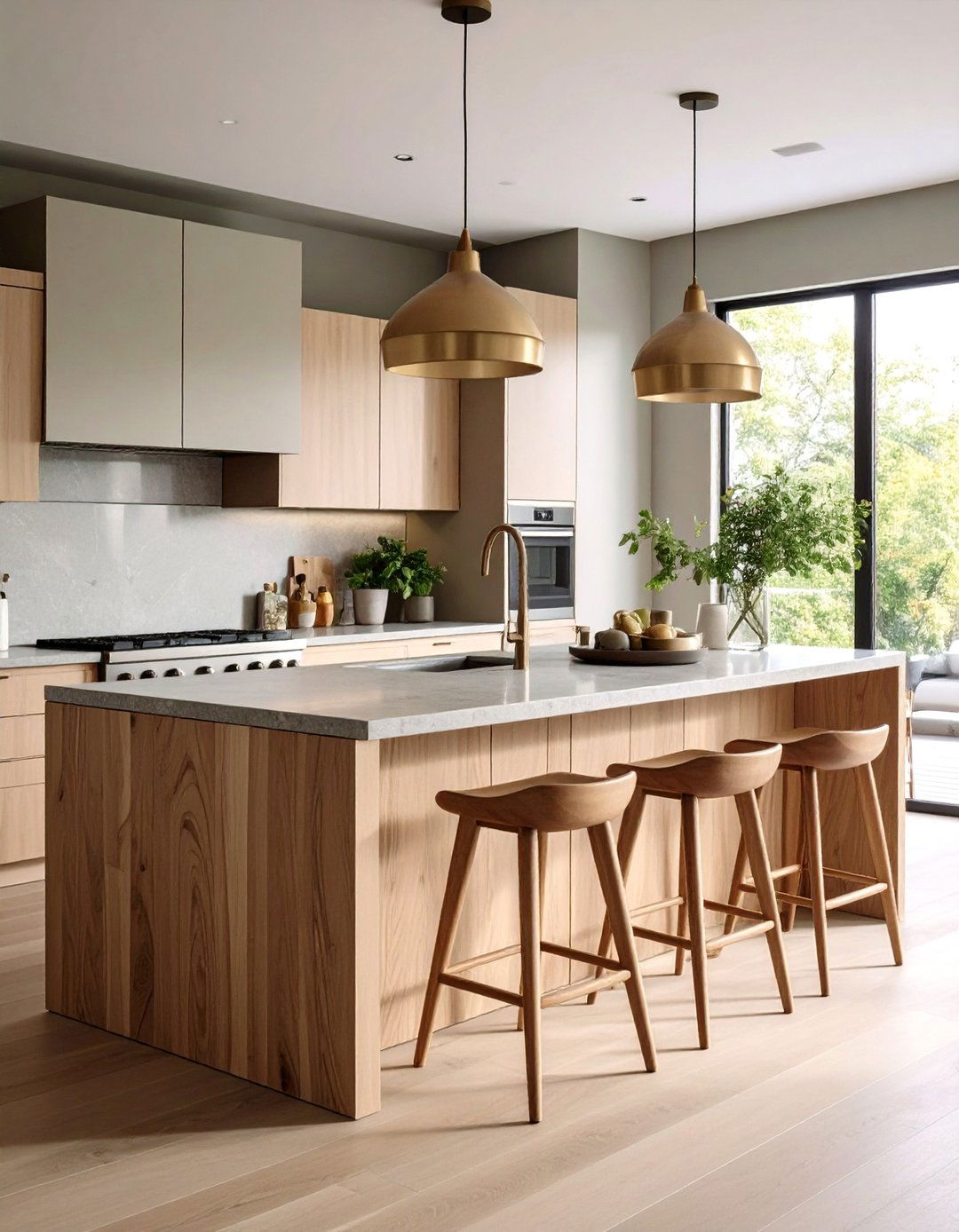 Taupe Cabinets with Mixed Materials - 20 Taupe Kitchen Cabinet Ideas