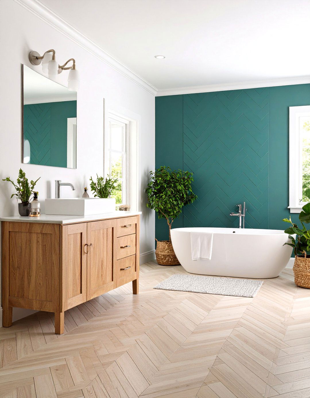 Teal Accent Wall - 20 Teal Bathroom Ideas