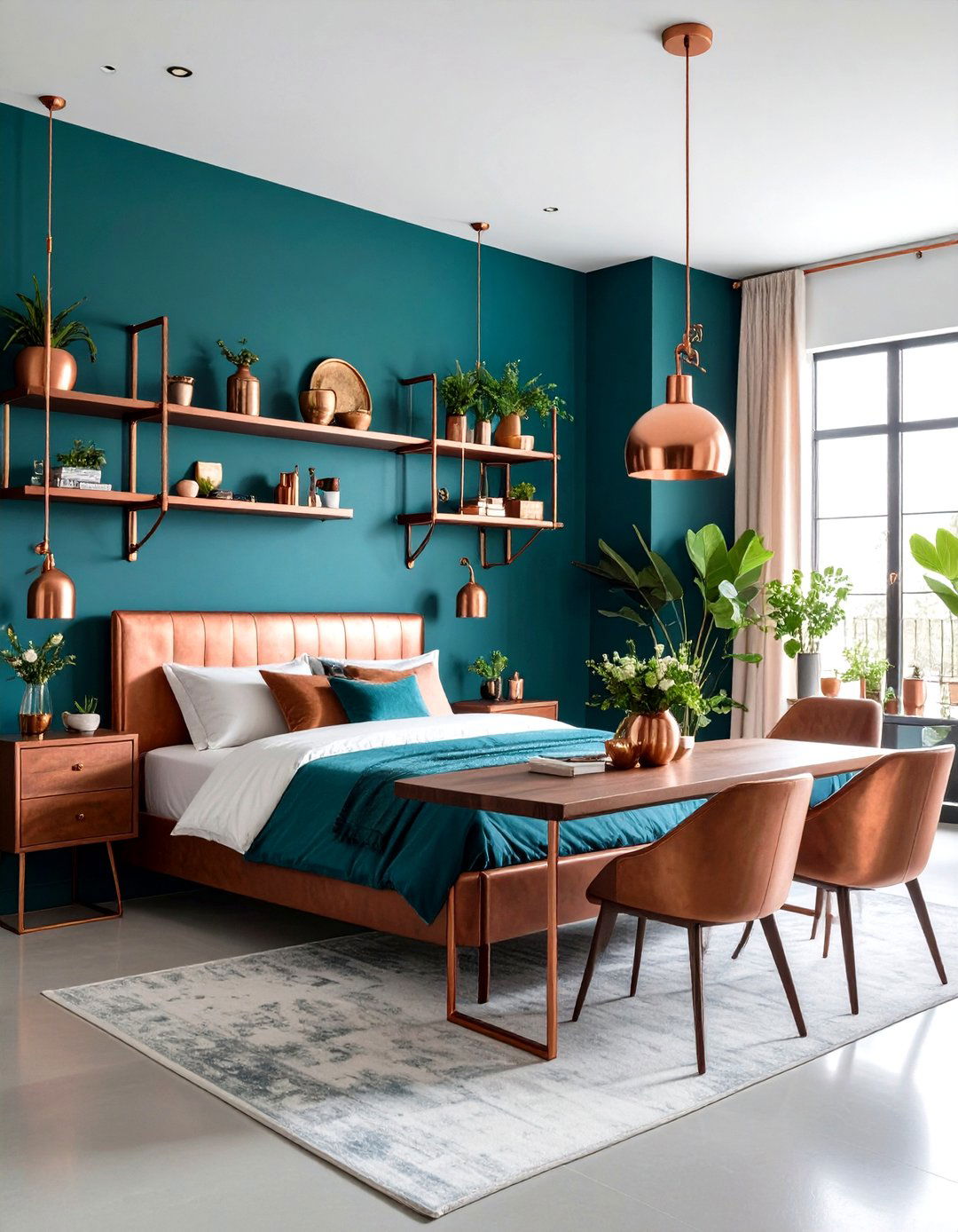 Teal Bedroom with Copper Accents - 20 Teal Bedroom Ideas