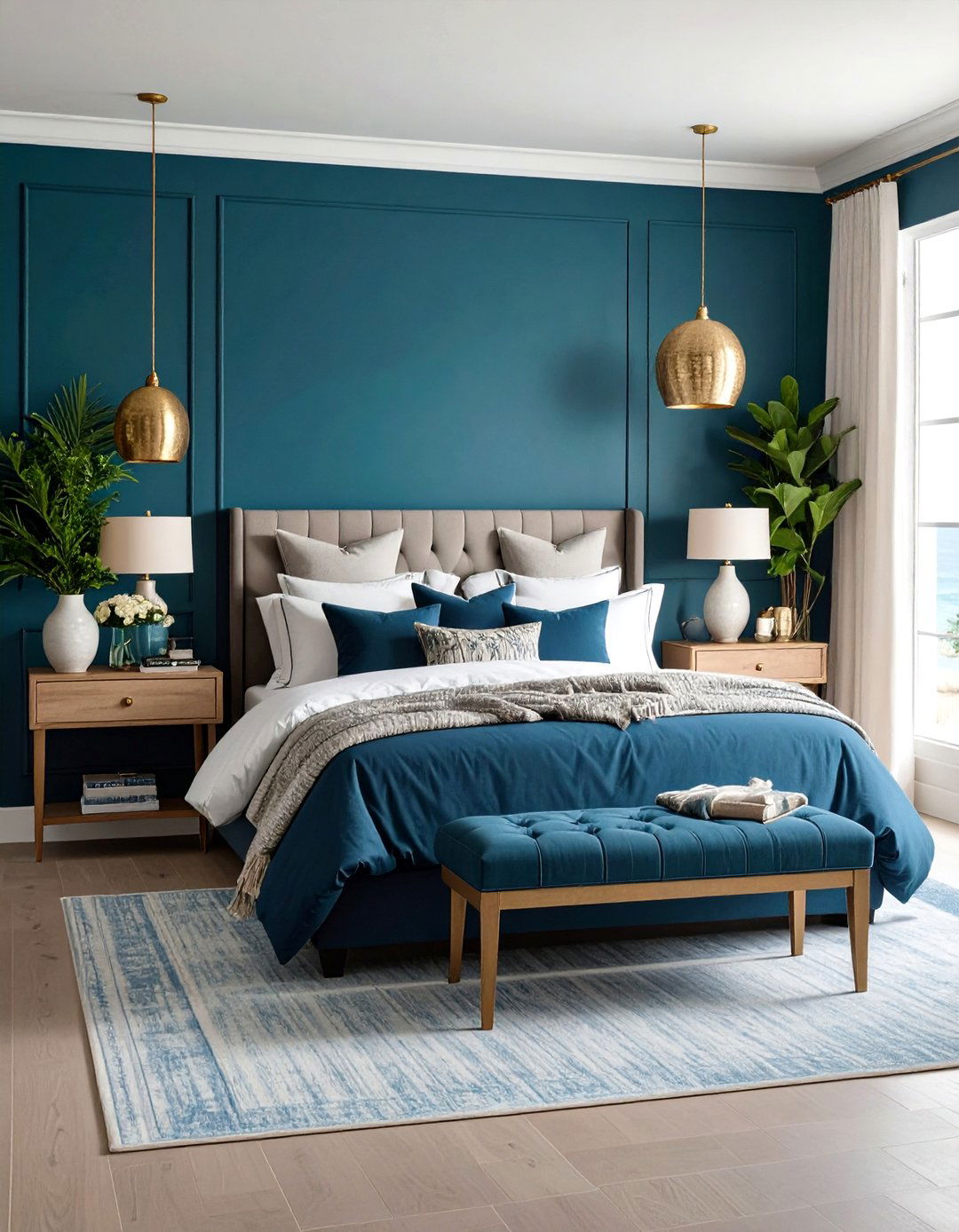 Teal Bedroom with Navy Blue Sophistication - 20 Teal Bedroom Ideas