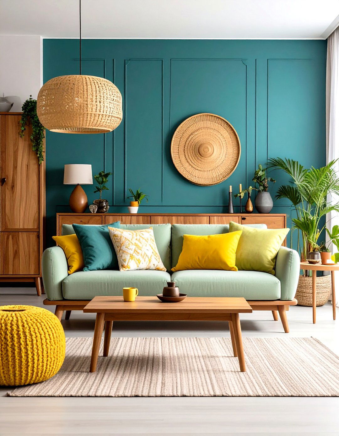 Teal Blue Accent Wall in Living Rooms - 20 Blue Accent Wall Ideas