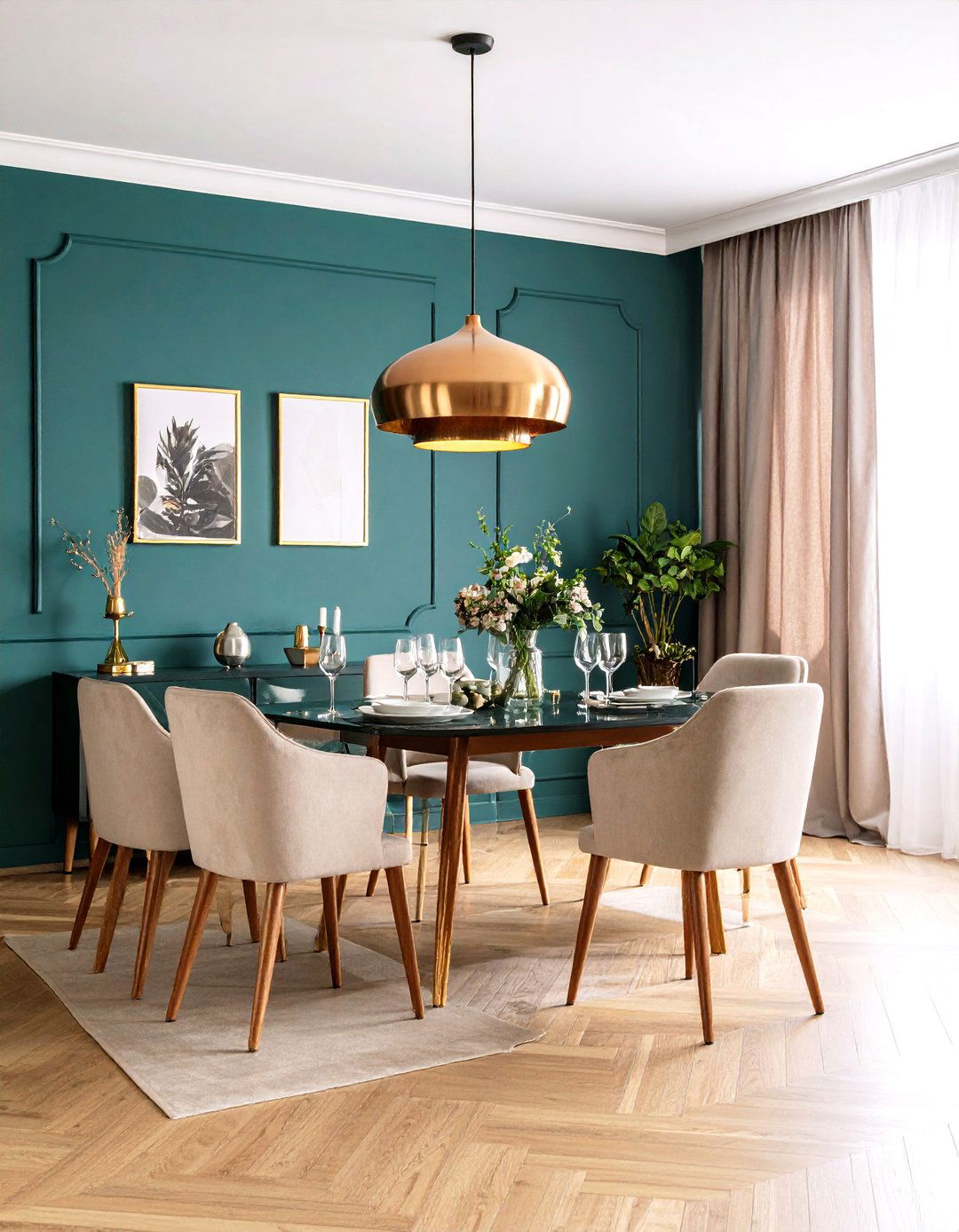 Teal Blue Dining Room Accent Wall Design - 20 Blue Dining Room Ideas