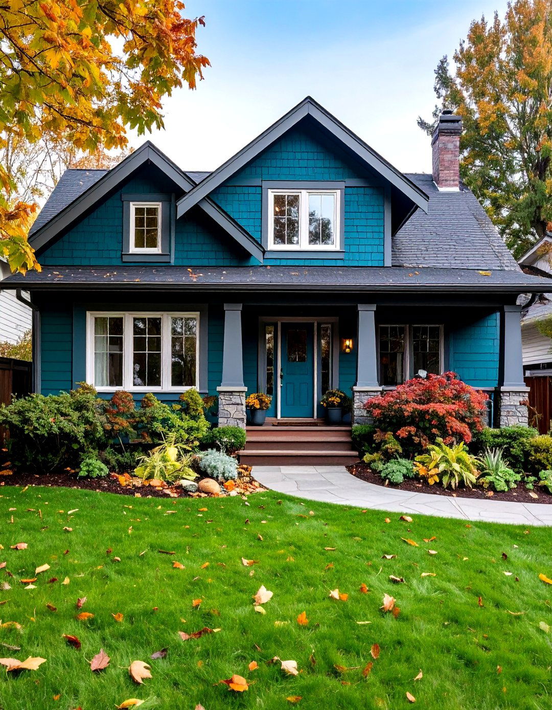 Teal Front Door Accent - 20 Teal House Exterior Ideas