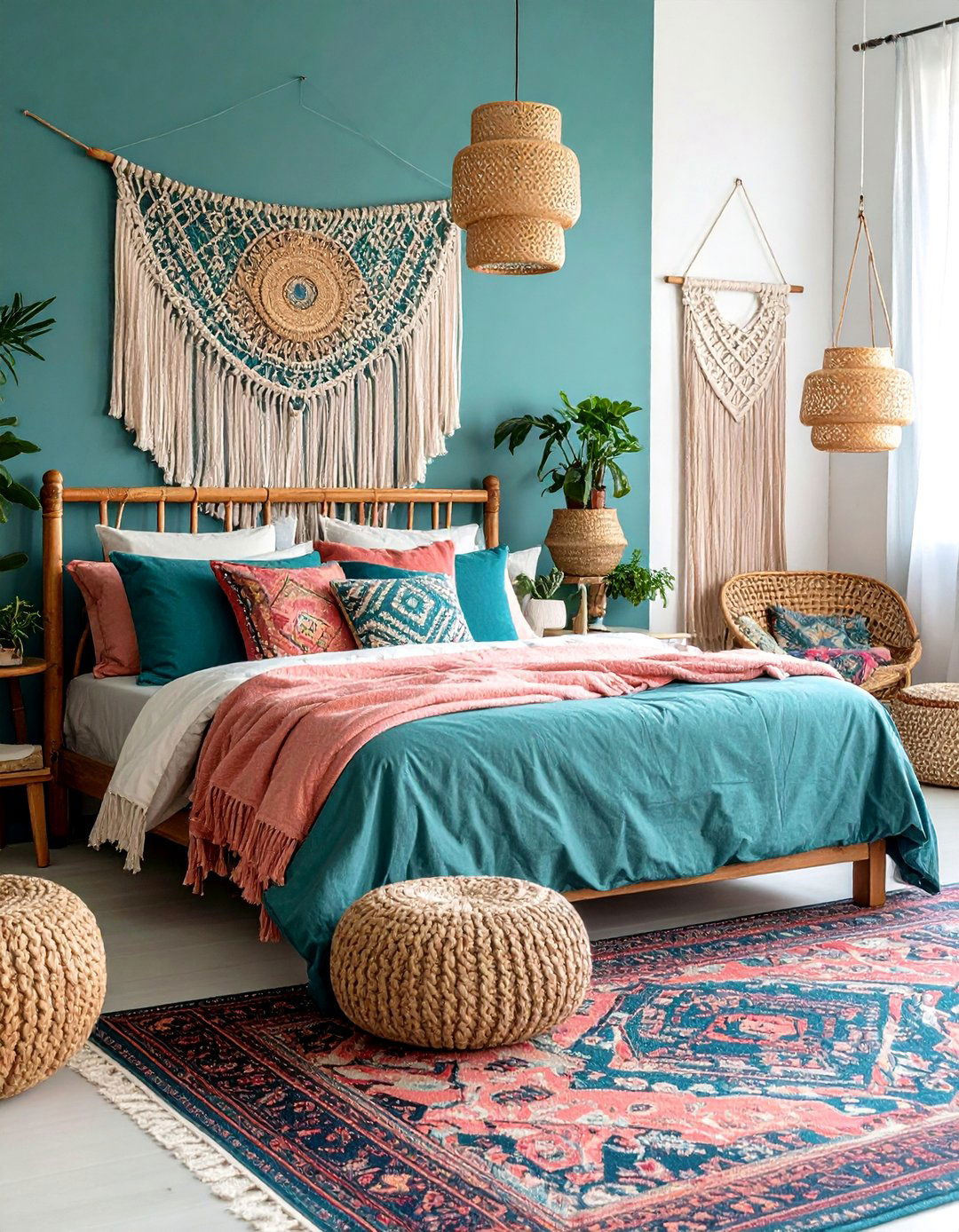 Teal Furniture Against Pink Walls - 20 Teal and Pink Bedroom Ideas