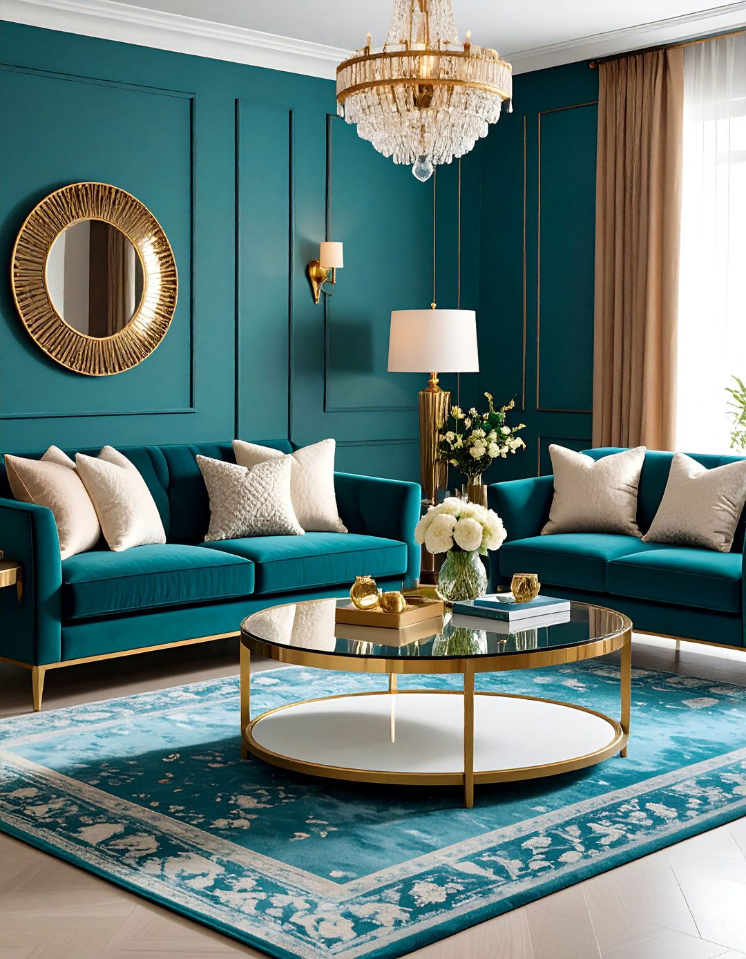 Teal Gallery Wall - 20 Teal Living Room Ideas