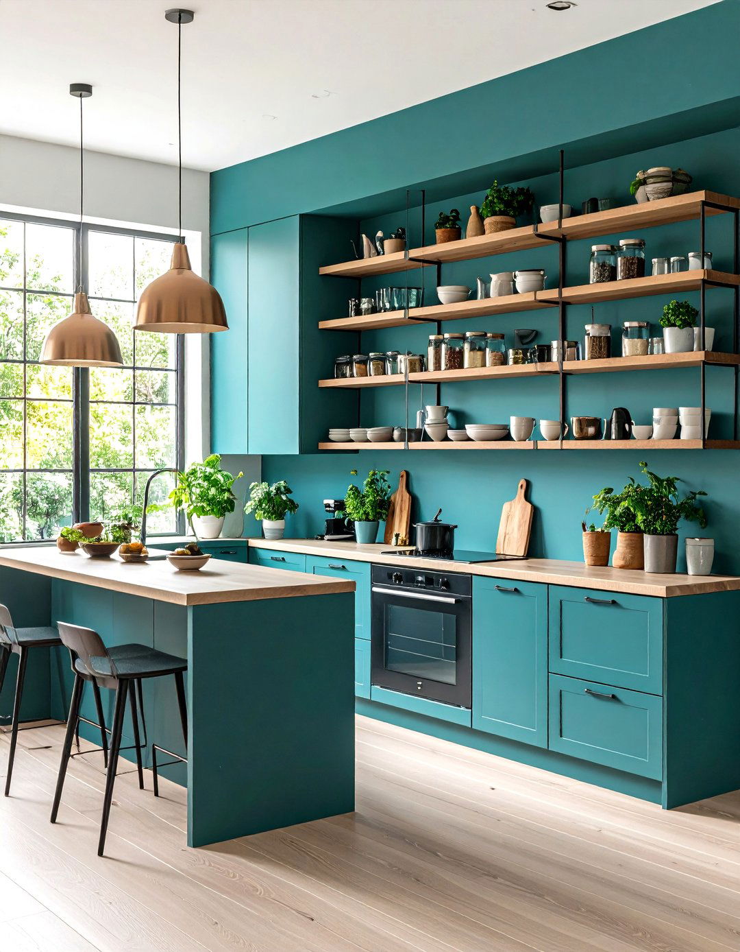 Teal Glossy Finishes - 20 Teal Kitchen Ideas