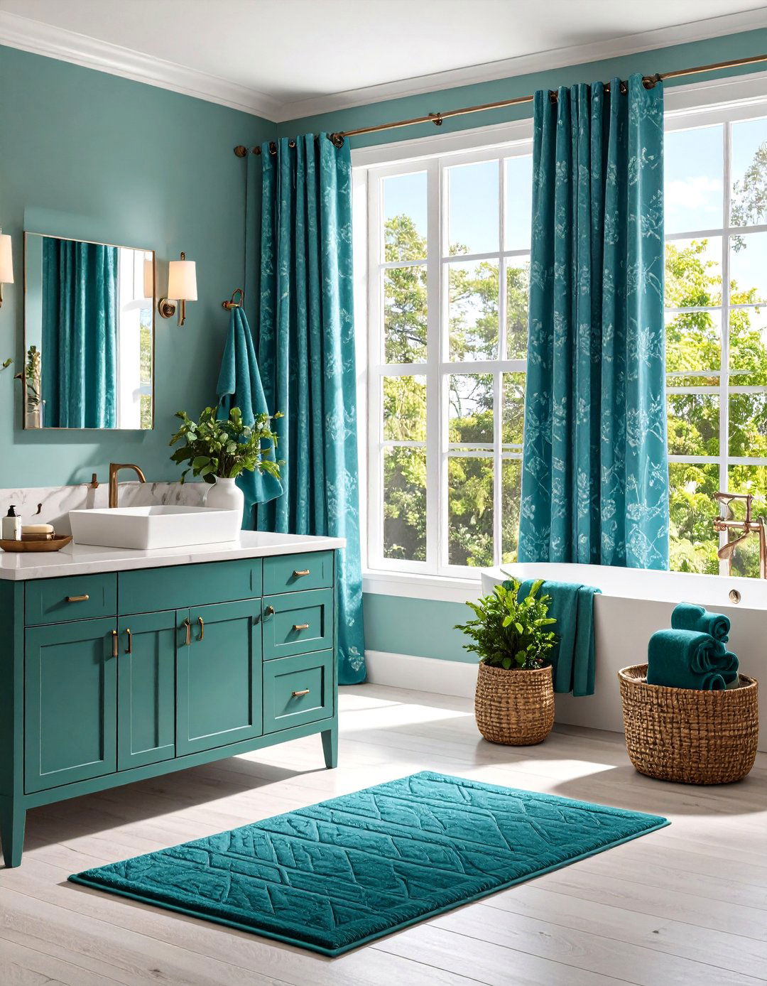 Teal Hexagon Floor Tiles - 20 Teal Bathroom Ideas