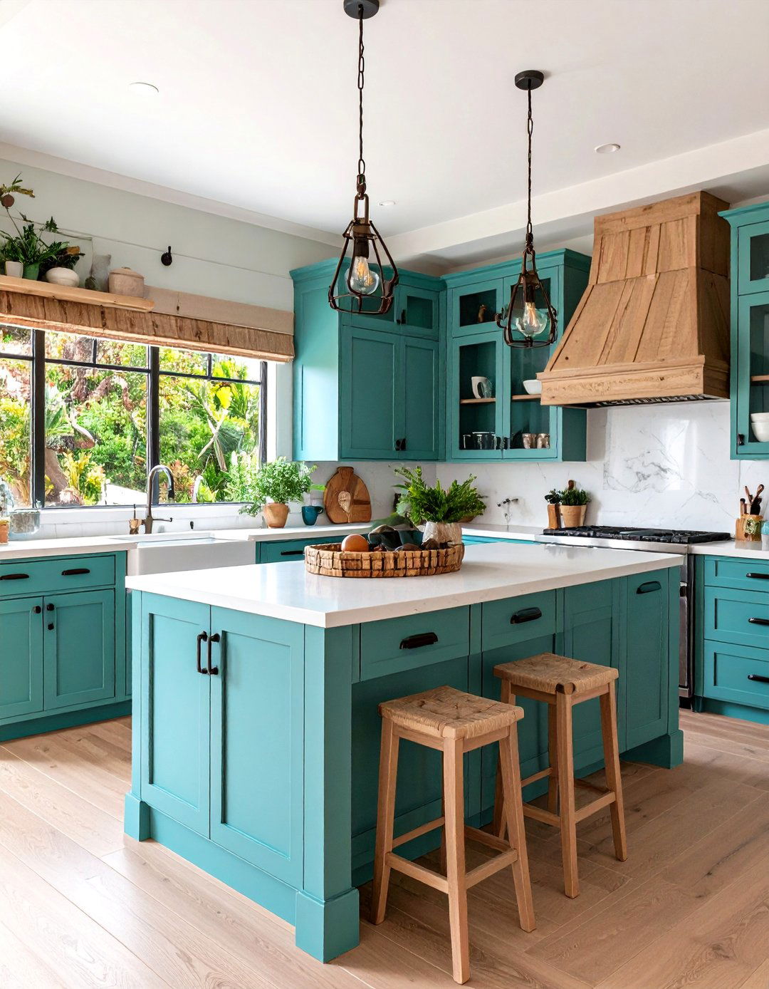 Teal Island Statement - 20 Teal Kitchen Ideas