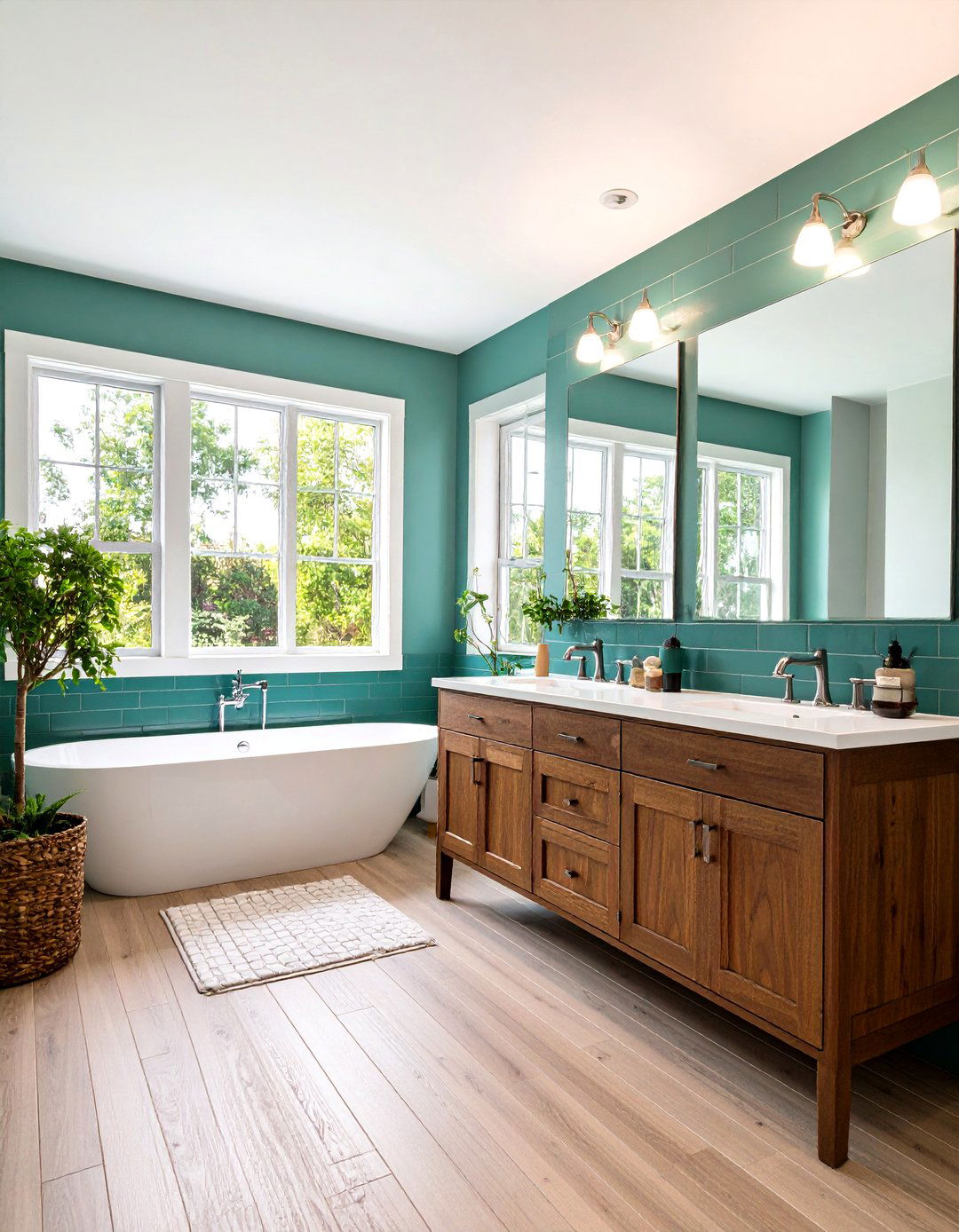 Teal Open Shelving - 20 Teal Bathroom Ideas