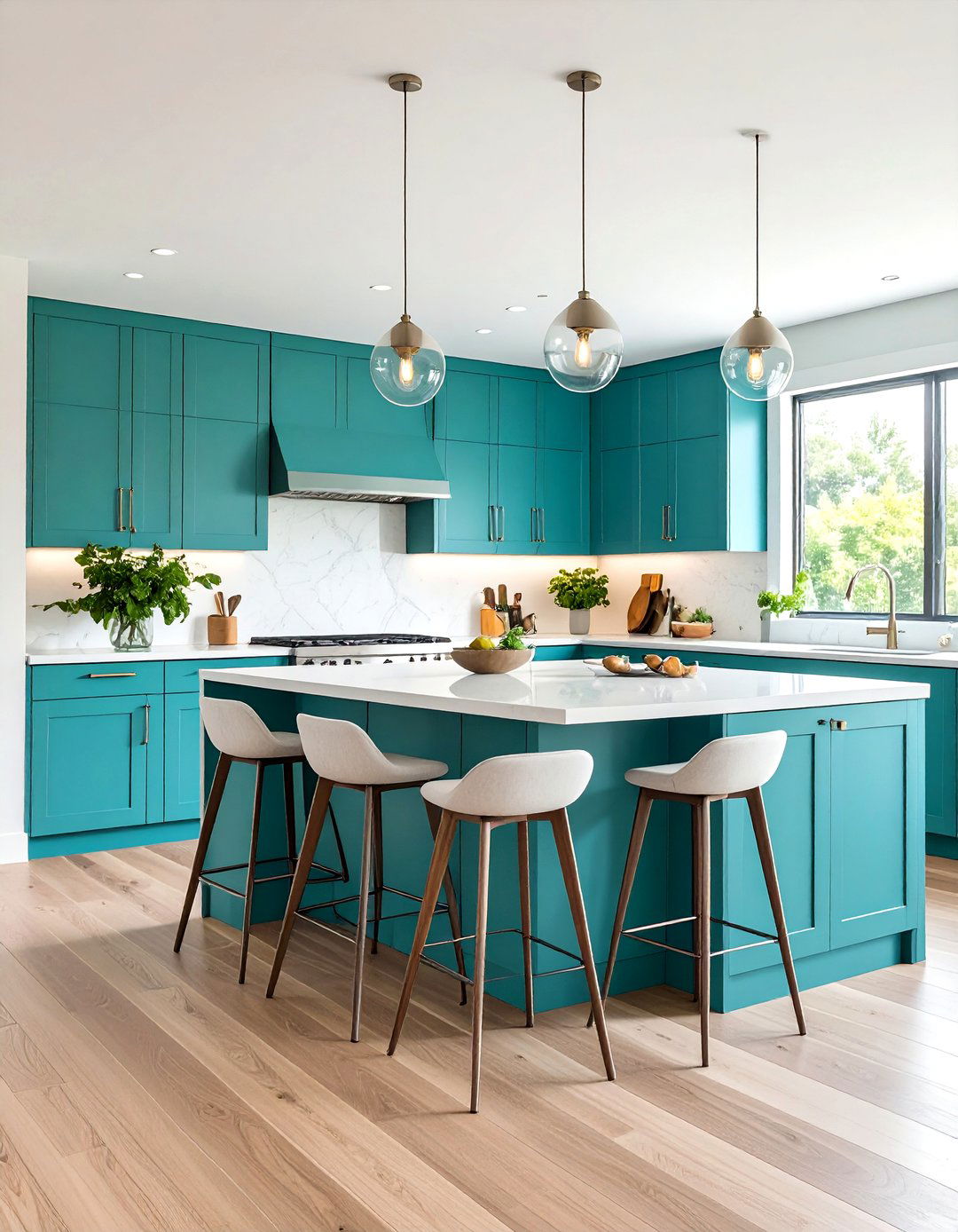 Teal Open Shelving - 20 Teal Kitchen Ideas