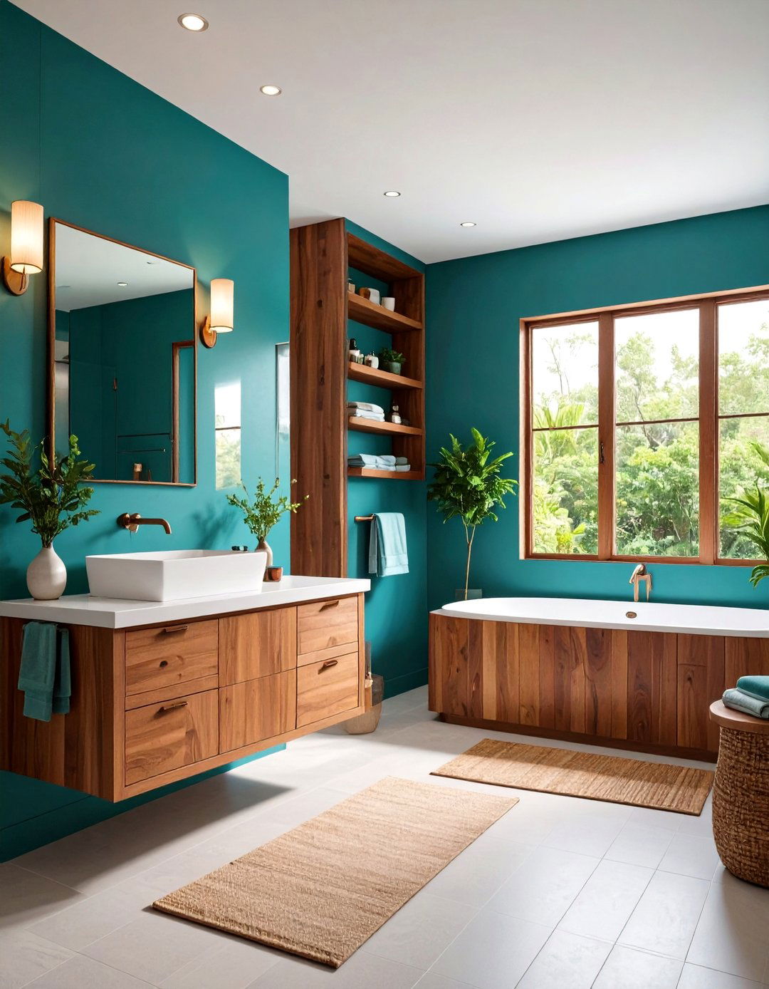 Teal Painted Ceiling - 20 Teal Bathroom Ideas