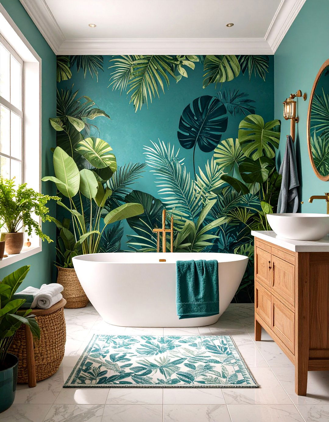 Teal Patterned Tiles - 20 Teal Bathroom Ideas