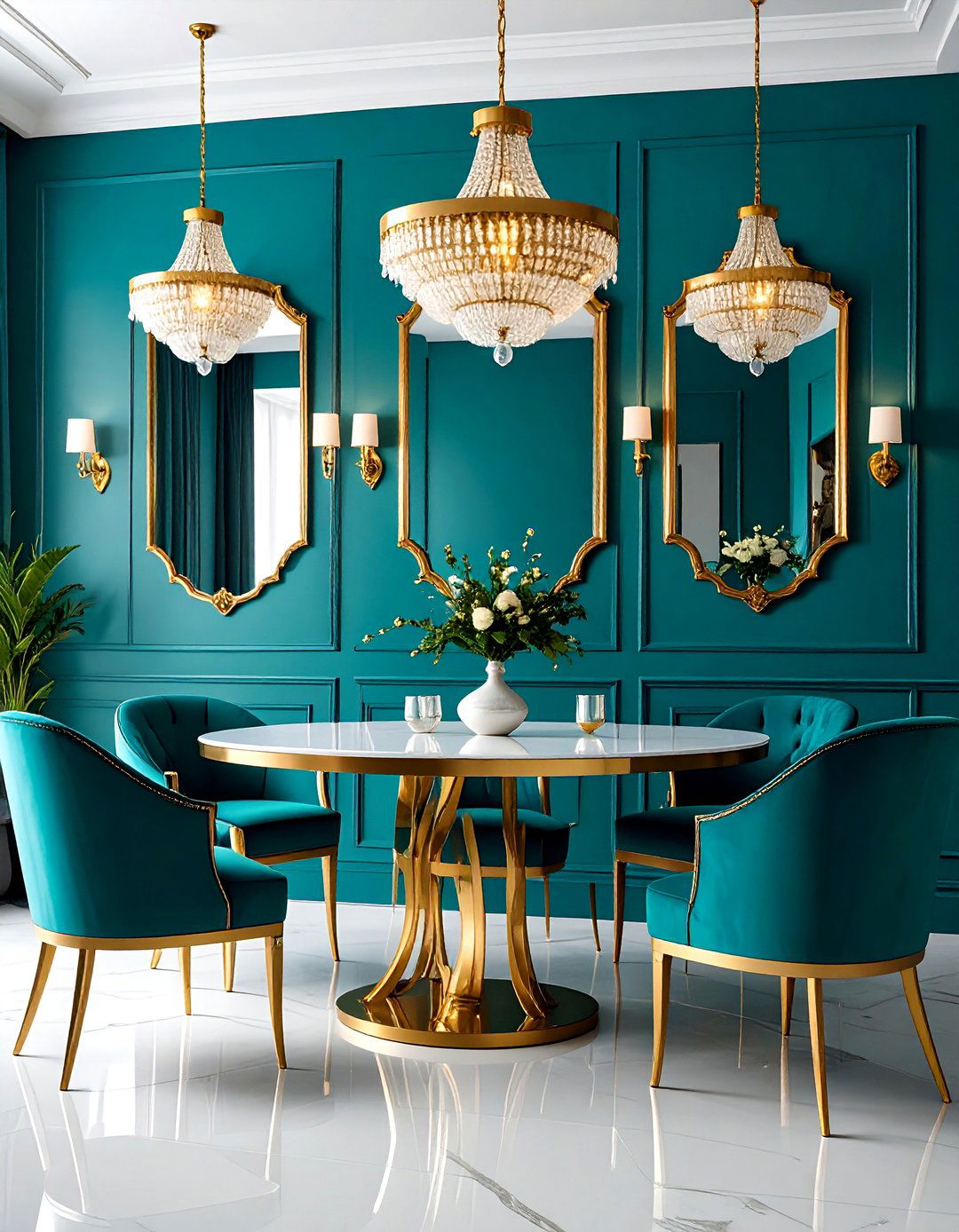 Teal Wallpaper - 20 Teal Dining Room Ideas