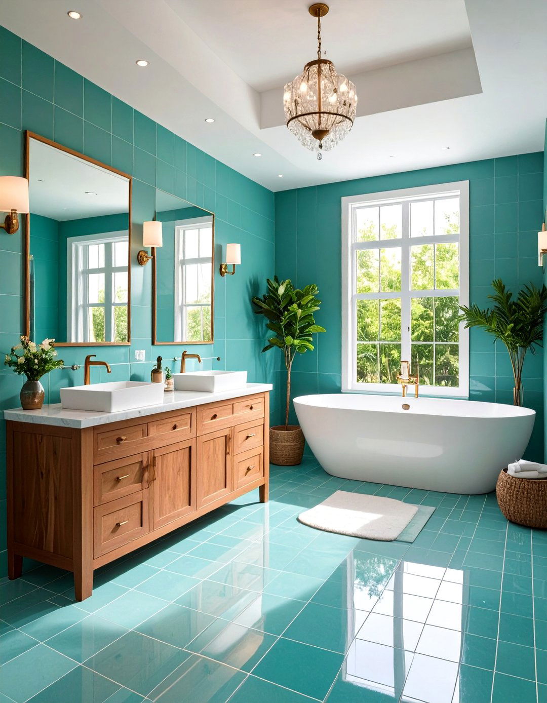 Teal Wallpaper - 20 Teal Bathroom Ideas