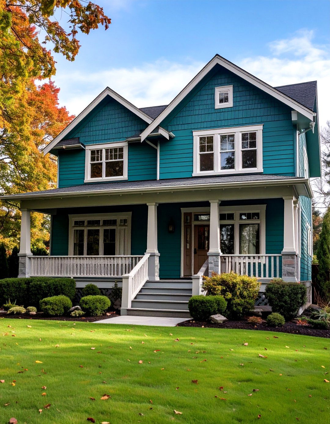 Teal and Copper Roofing - 20 Teal House Exterior Ideas