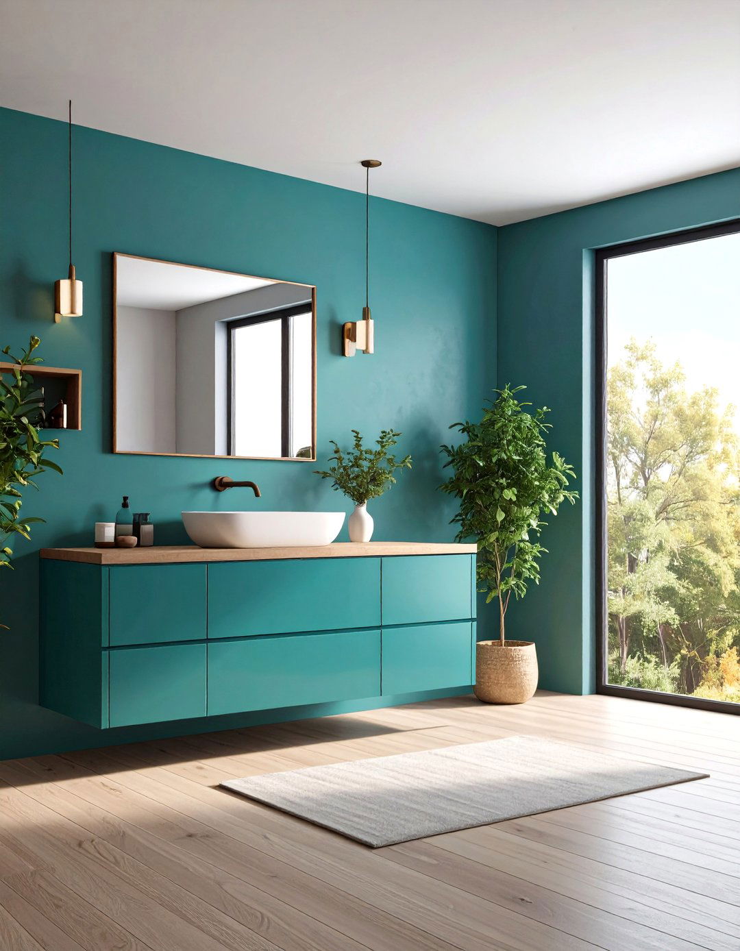 Teal and Gold Accents - 20 Teal Bathroom Ideas